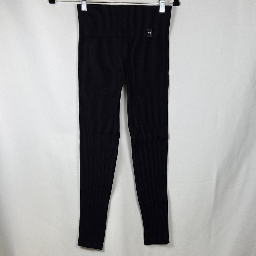 Calzedonia Black Ribbed High-Waisted Leggings Size M/L